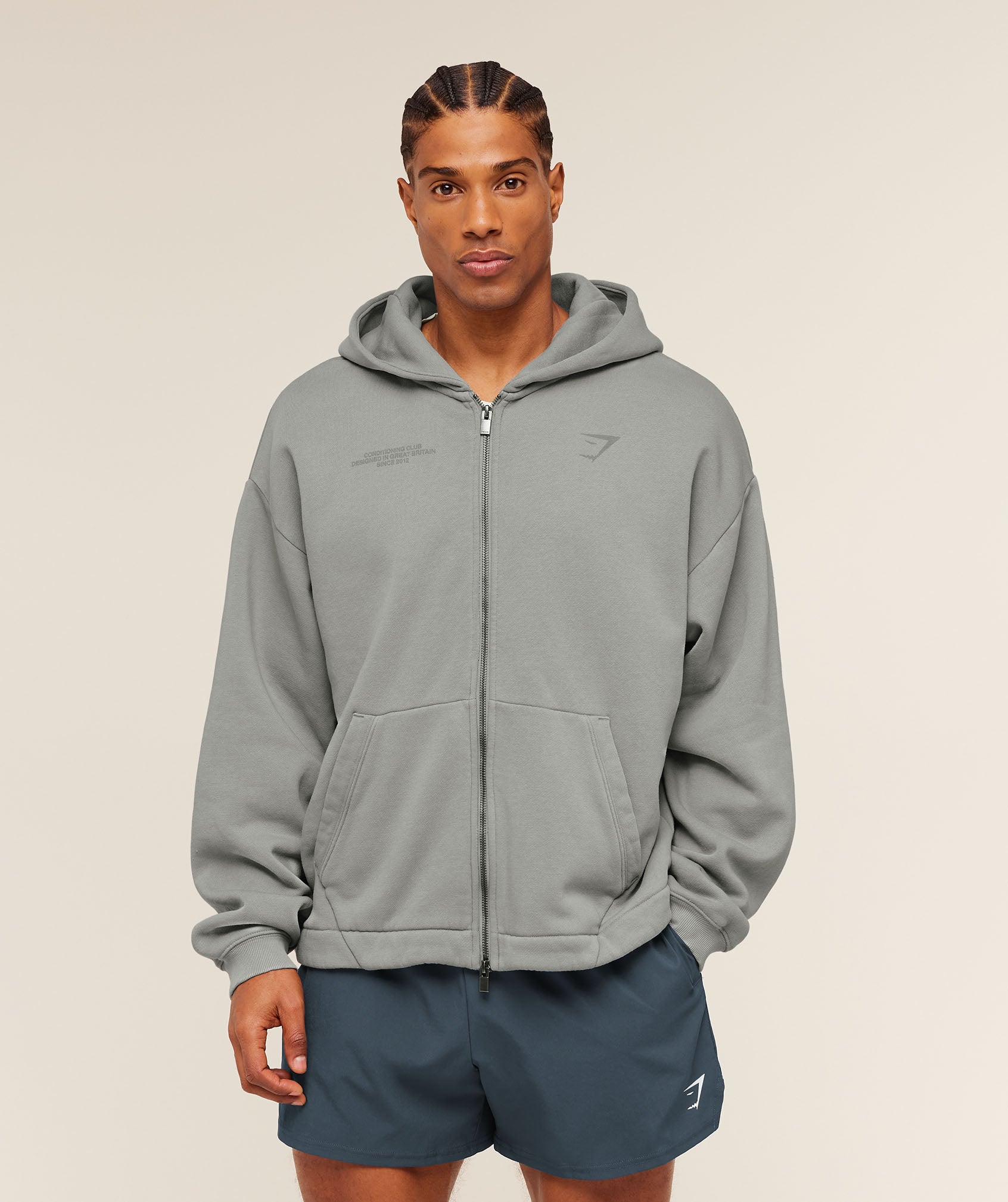 Conditioning Club Washed Zip Through Hoodie - Image 3