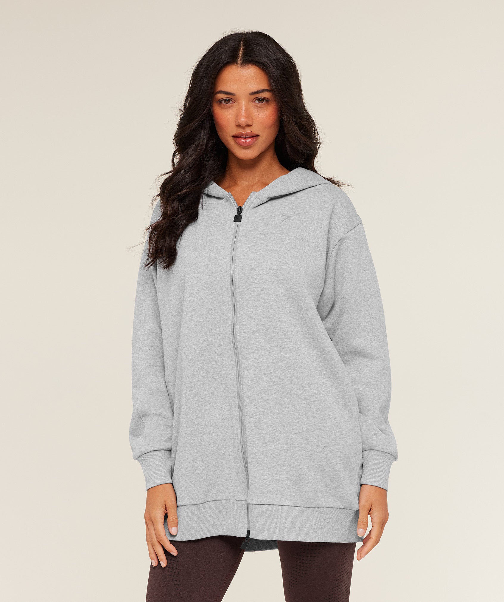 Covered Longline Zip Up Hoodie - Image 5