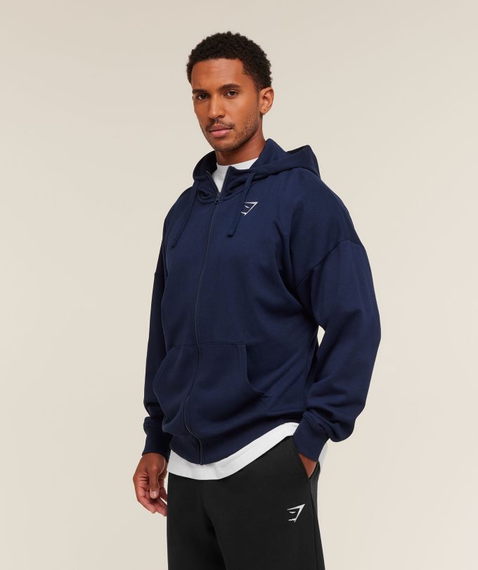 Crest Oversized Zip Up Hoodie
