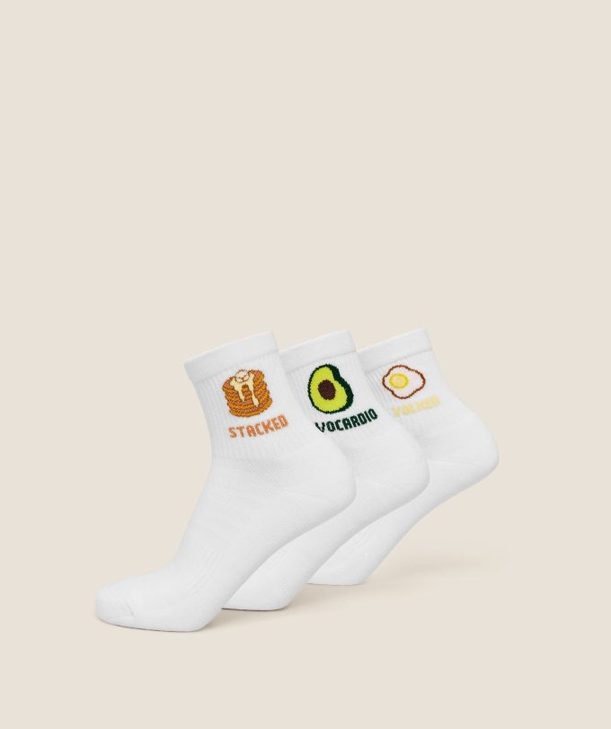 Breakfast Graphic Midi Socks 3pk