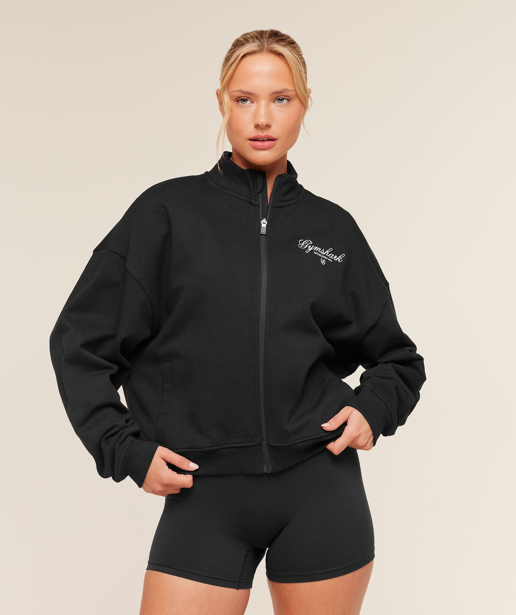 Script Embroidery Oversized Zip Through - Image 2
