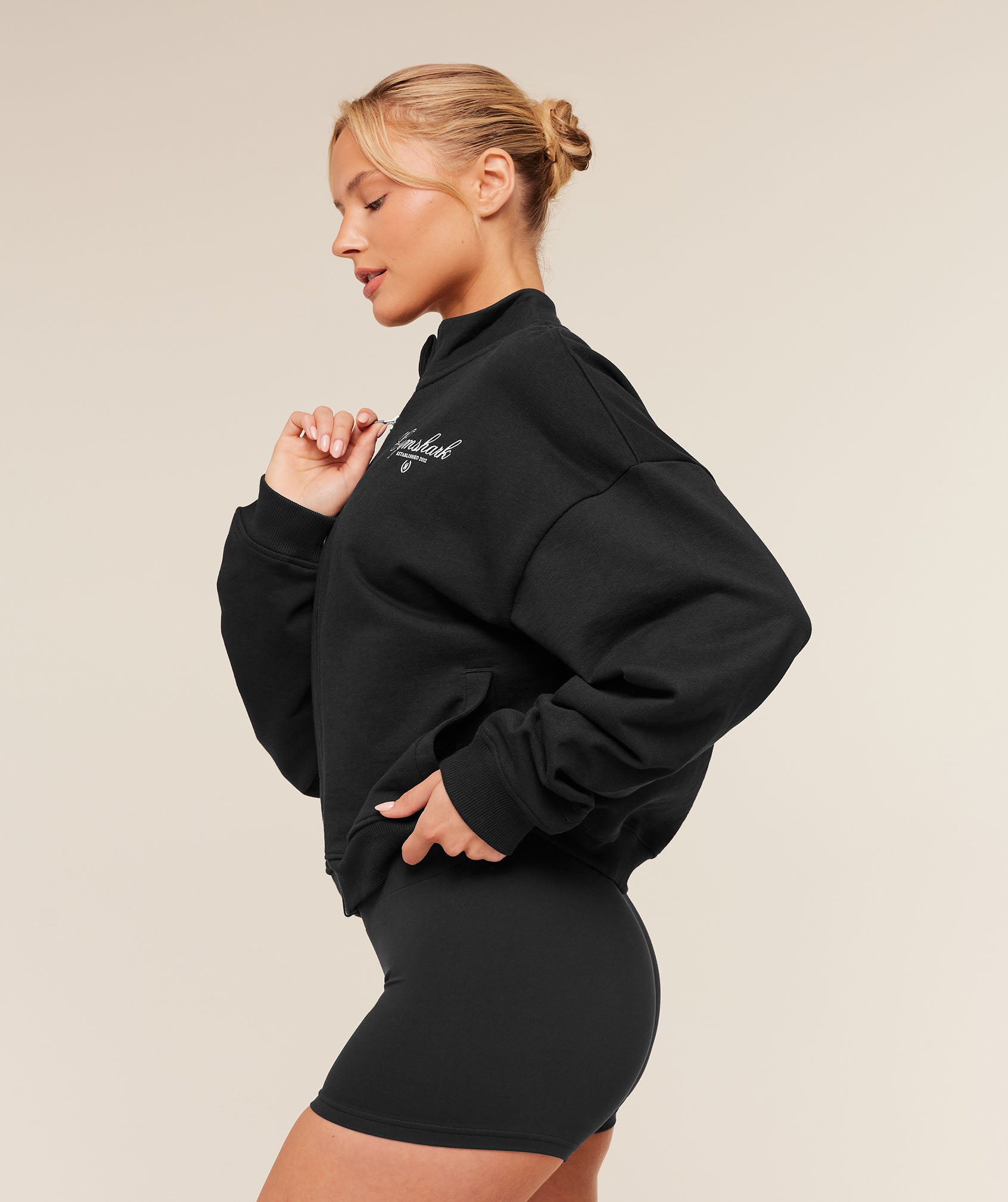 Script Embroidery Oversized Zip Through - Image 3