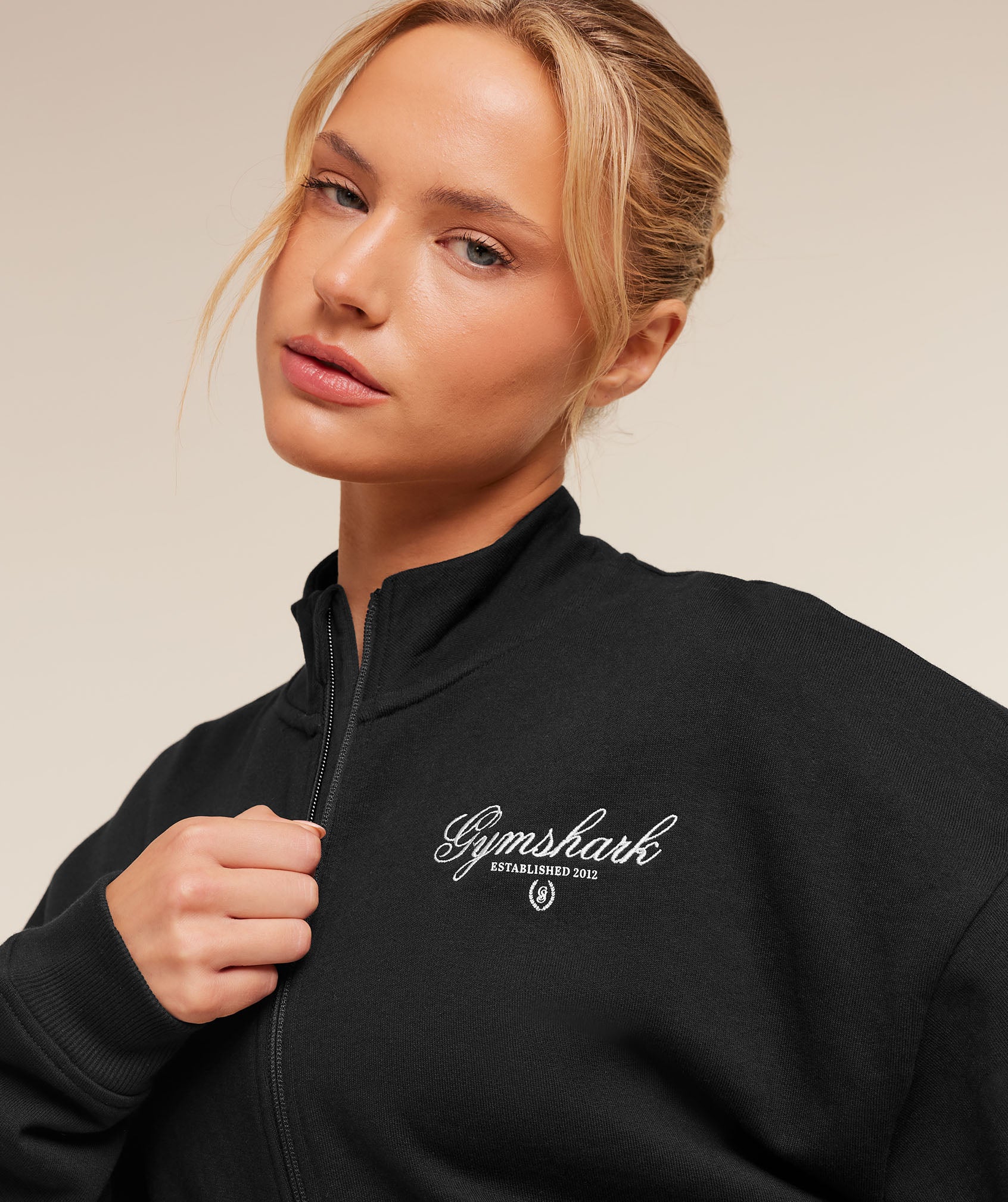Script Embroidery Oversized Zip Through - Image 5