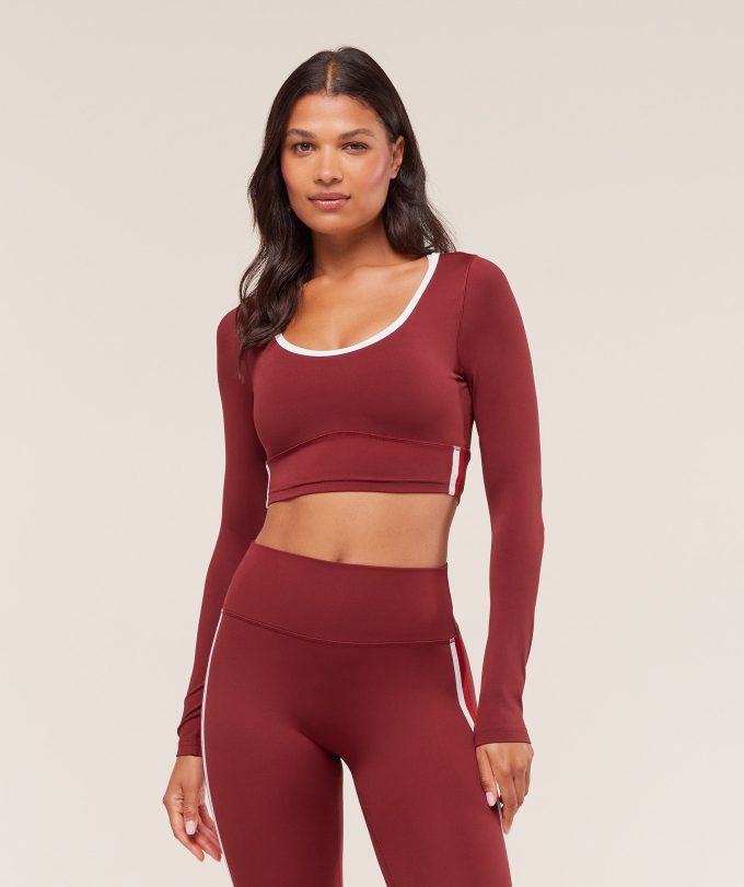 Piping Long Sleeve Crop Top