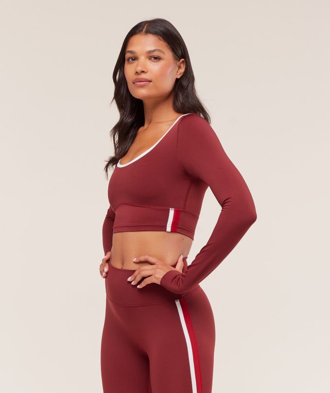 Piping Long Sleeve Crop Top