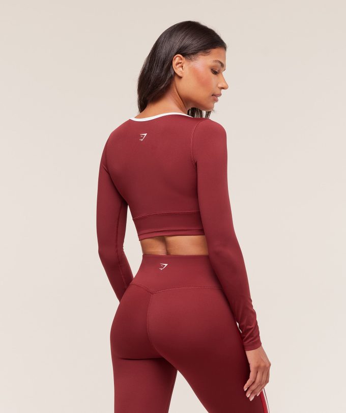 Piping Long Sleeve Crop Top