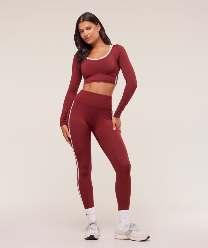 Piping Long Sleeve Crop Top