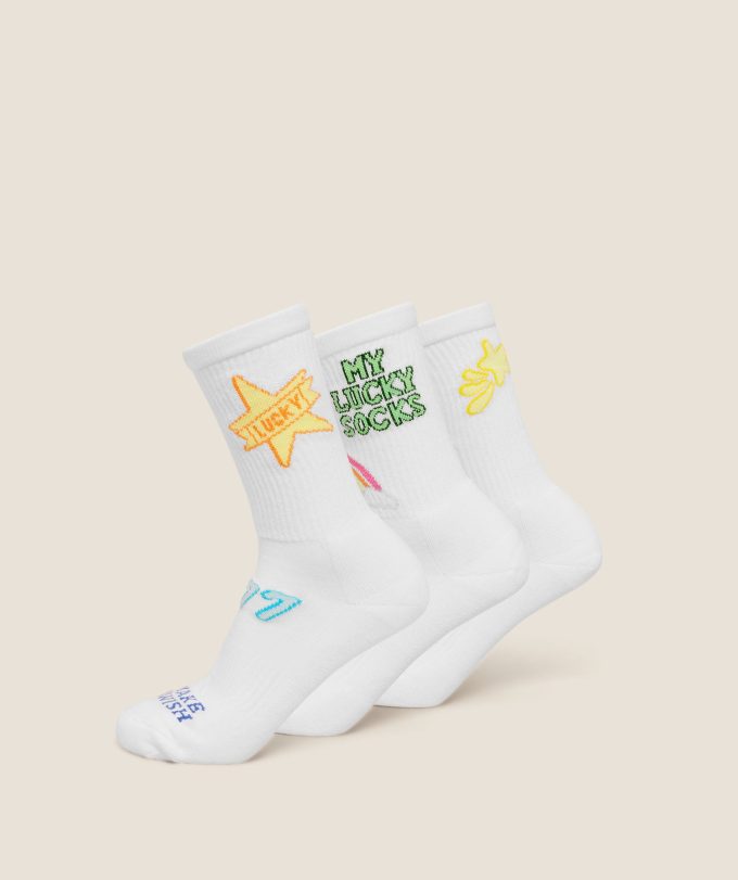 Lucky Graphic Crew Socks 3pk
